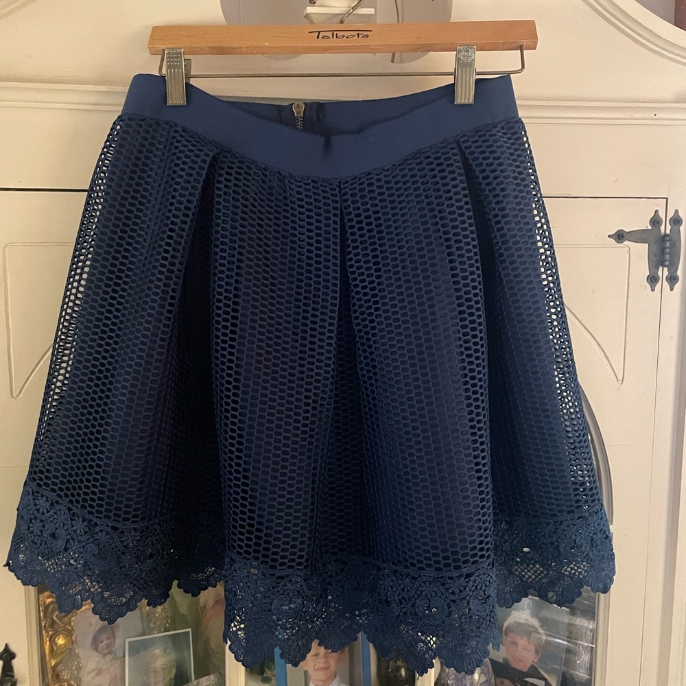Alya Blue Mini A-Line Skirt with Pleats